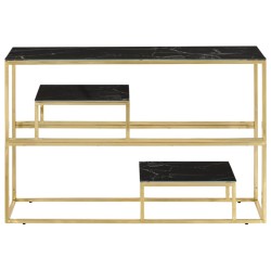 Table console doré acier inoxydable et verre trempé 