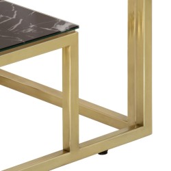 Table console doré acier inoxydable et verre trempé 