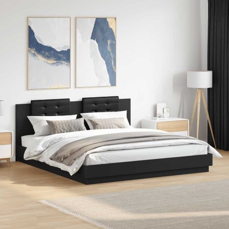 Cadre de lit avec LED sans matelas noir 160x200 cm 