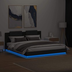 Cadre de lit avec LED sans matelas noir 160x200 cm 