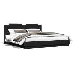 Cadre de lit avec LED sans matelas noir 160x200 cm 