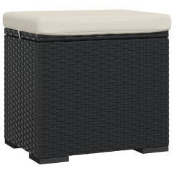 Pouf avec coussin noir 40x30x40 cm résine tressée 