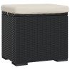 Pouf avec coussin noir 40x30x40 cm résine tressée 