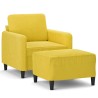 Fauteuil avec repose-pied jaune 60 cm velours 