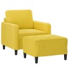 Fauteuil avec repose-pied jaune 60 cm velours 