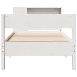 Lit bibliothèque sans matelas blanc 75x190cm bois de pin massif 