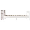 Lit bibliothèque sans matelas blanc 75x190cm bois de pin massif 