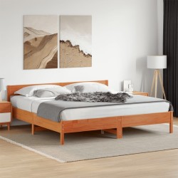 Cadre de lit sans matelas cire marron 200x200cm bois pin massif 