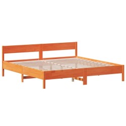 Cadre de lit sans matelas cire marron 200x200cm bois pin massif 