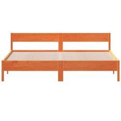 Cadre de lit sans matelas cire marron 200x200cm bois pin massif 