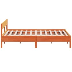 Cadre de lit sans matelas cire marron 200x200cm bois pin massif 