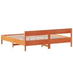 Cadre de lit sans matelas cire marron 200x200cm bois pin massif 
