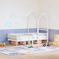 Lit de jour avec toit sans matelas blanc 90x200 cm bois massif 