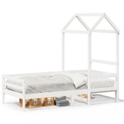 Lit de jour avec toit sans matelas blanc 90x200 cm bois massif 