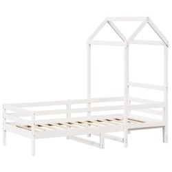 Lit de jour avec toit sans matelas blanc 90x200 cm bois massif 