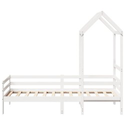 Lit de jour avec toit sans matelas blanc 90x200 cm bois massif 