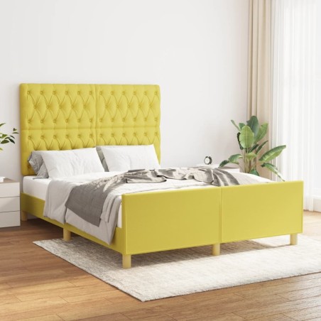 Cadre de lit sans matelas vert 140x200 cm tissu 