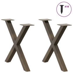Pieds de table basse en forme de X, 2 pièces, acier naturel, 50 x (42-43) cm 