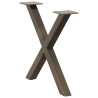 Pieds de table basse en forme de X, 2 pièces, acier naturel, 50 x (42-43) cm 