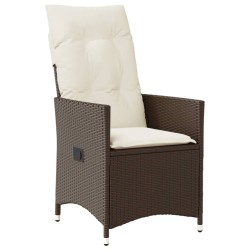 Chaises inclinables de jardin lot de 2 et coussins marron rotin 