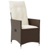 Chaises inclinables de jardin lot de 2 et coussins marron rotin 