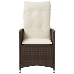 Chaises inclinables de jardin lot de 2 et coussins marron rotin 