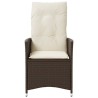Chaises inclinables de jardin lot de 2 et coussins marron rotin 