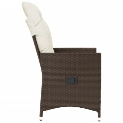Chaises inclinables de jardin lot de 2 et coussins marron rotin 