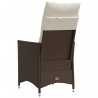 Chaises inclinables de jardin lot de 2 et coussins marron rotin 