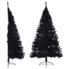Demi sapin de Noël artificiel avec support Noir 210 cm PVC 