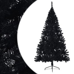 Demi sapin de Noël artificiel avec support Noir 210 cm PVC 