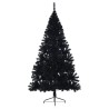 Demi sapin de Noël artificiel avec support Noir 210 cm PVC 