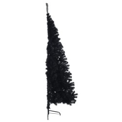 Demi sapin de Noël artificiel avec support Noir 210 cm PVC 