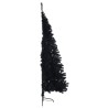 Demi sapin de Noël artificiel avec support Noir 210 cm PVC 