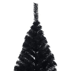 Demi sapin de Noël artificiel avec support Noir 210 cm PVC 