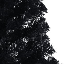 Demi sapin de Noël artificiel avec support Noir 210 cm PVC 