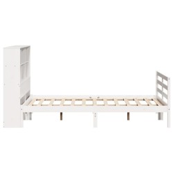 Lit bibliothèque sans matelas blanc 140x190 cm bois pin massif 
