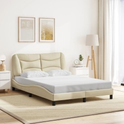 Cadre de lit sans matelas crème 120x200 cm tissu 