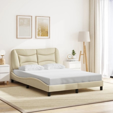 Cadre de lit sans matelas crème 120x200 cm tissu 