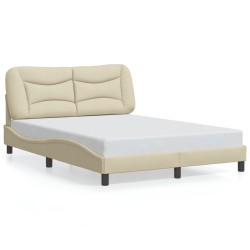 Cadre de lit sans matelas crème 120x200 cm tissu 