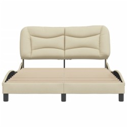 Cadre de lit sans matelas crème 120x200 cm tissu 