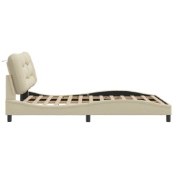 Cadre de lit sans matelas crème 120x200 cm tissu 
