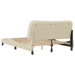 Cadre de lit sans matelas crème 120x200 cm tissu 