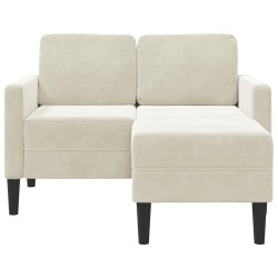 Canapé 2 places avec méridienne en L crème 125 cm velours 