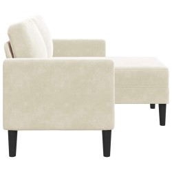 Canapé 2 places avec méridienne en L crème 125 cm velours 