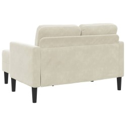 Canapé 2 places avec méridienne en L crème 125 cm velours 