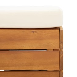Table et repose-pied de jardin et coussin Bois d'acacia massif 