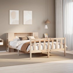 Lit bibliothèque sans matelas 120x190 cm bois de pin massif 