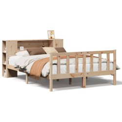 Lit bibliothèque sans matelas 120x190 cm bois de pin massif 