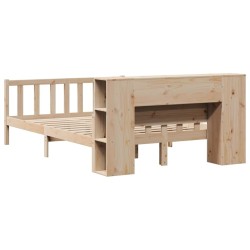 Lit bibliothèque sans matelas 120x190 cm bois de pin massif 